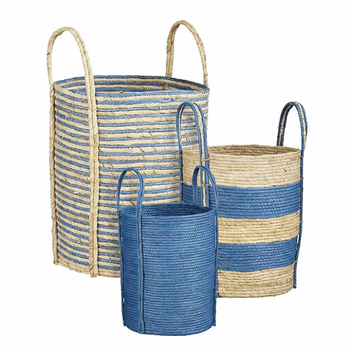 Brooklyn opbergmanden, set van 3, blauw en lichtbruin