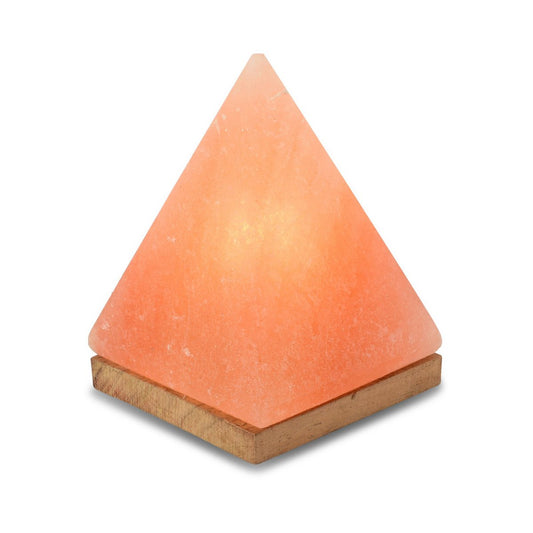 Salt Dreams piramide zoutlamp met houten voet 17,5 cm