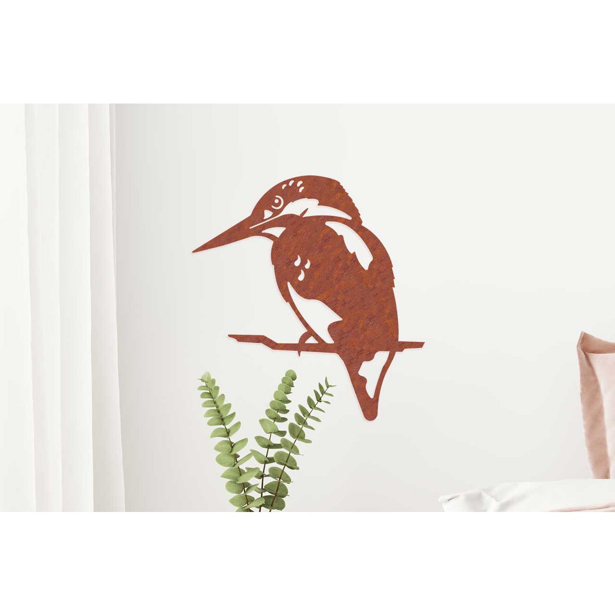 Art Bizniz metalen wanddecoratie ijsvogel roeststaal