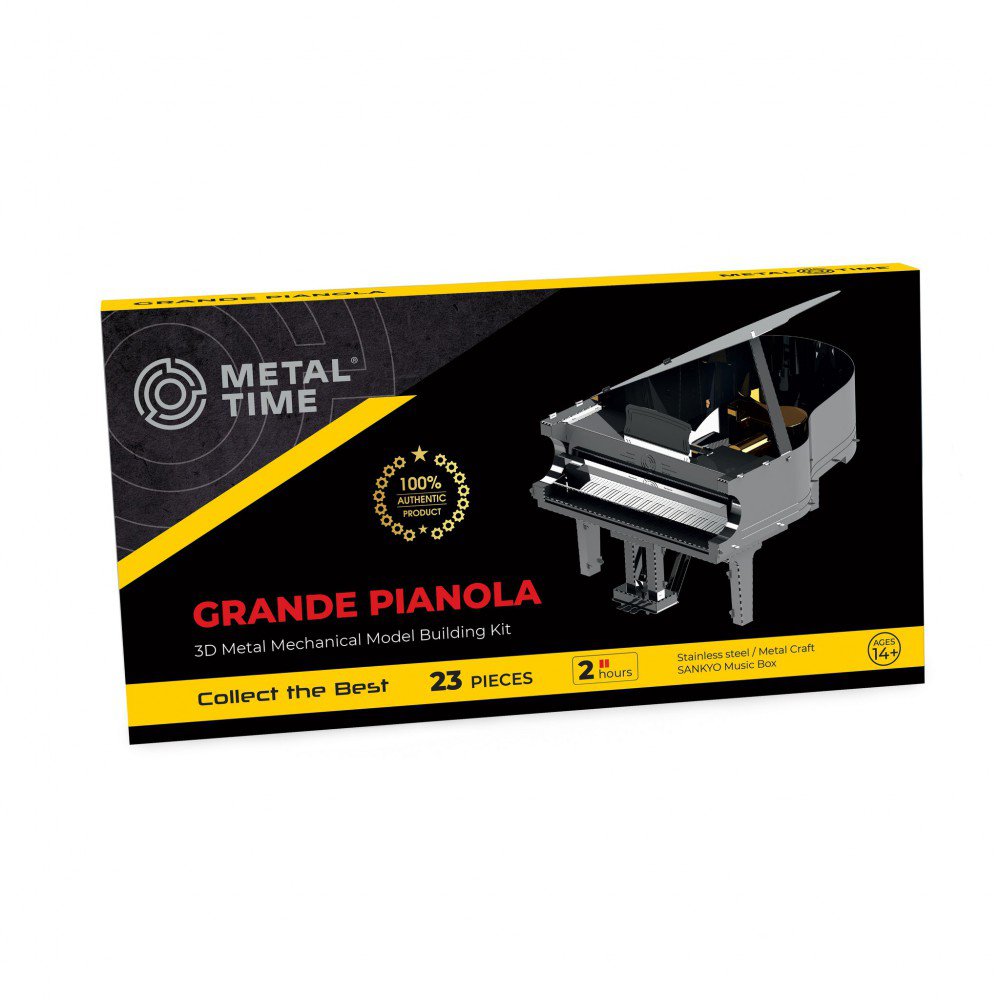 DIY 3D metalen muziekdoos Grande Pianola, 15 x 12 x 13,4 cm