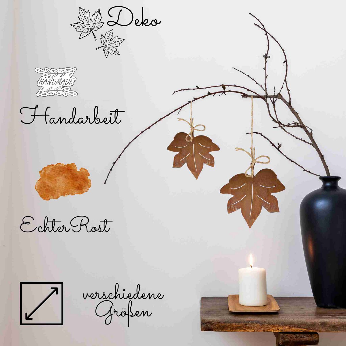 Esdoornblad hangdecoratie met roestpatina