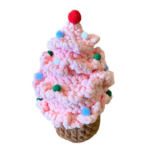Gehaakte kerstboom, roze, 14 cm