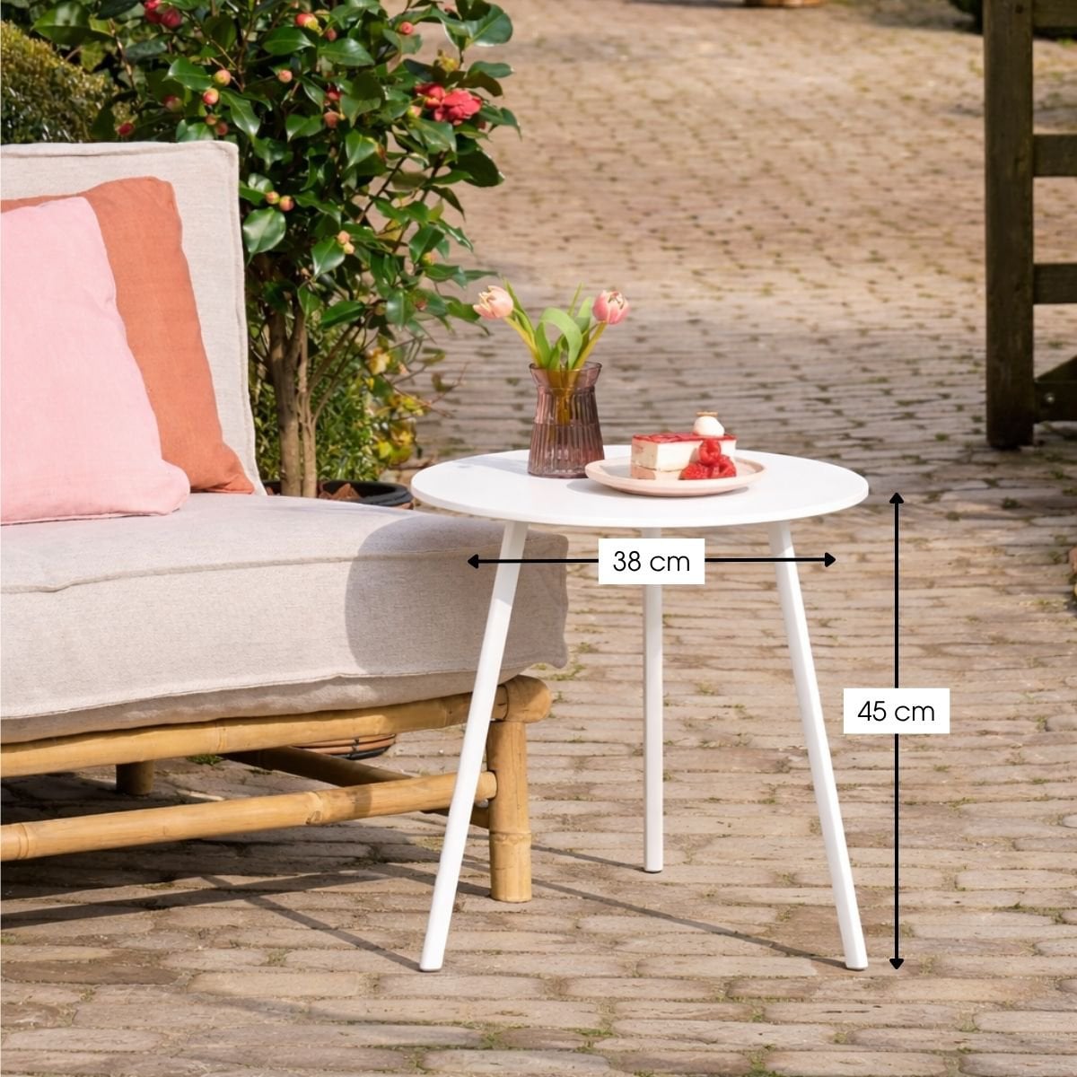 Seattle bijzettafel voor binnen en buiten, wit 38 x 38 x 45 cm