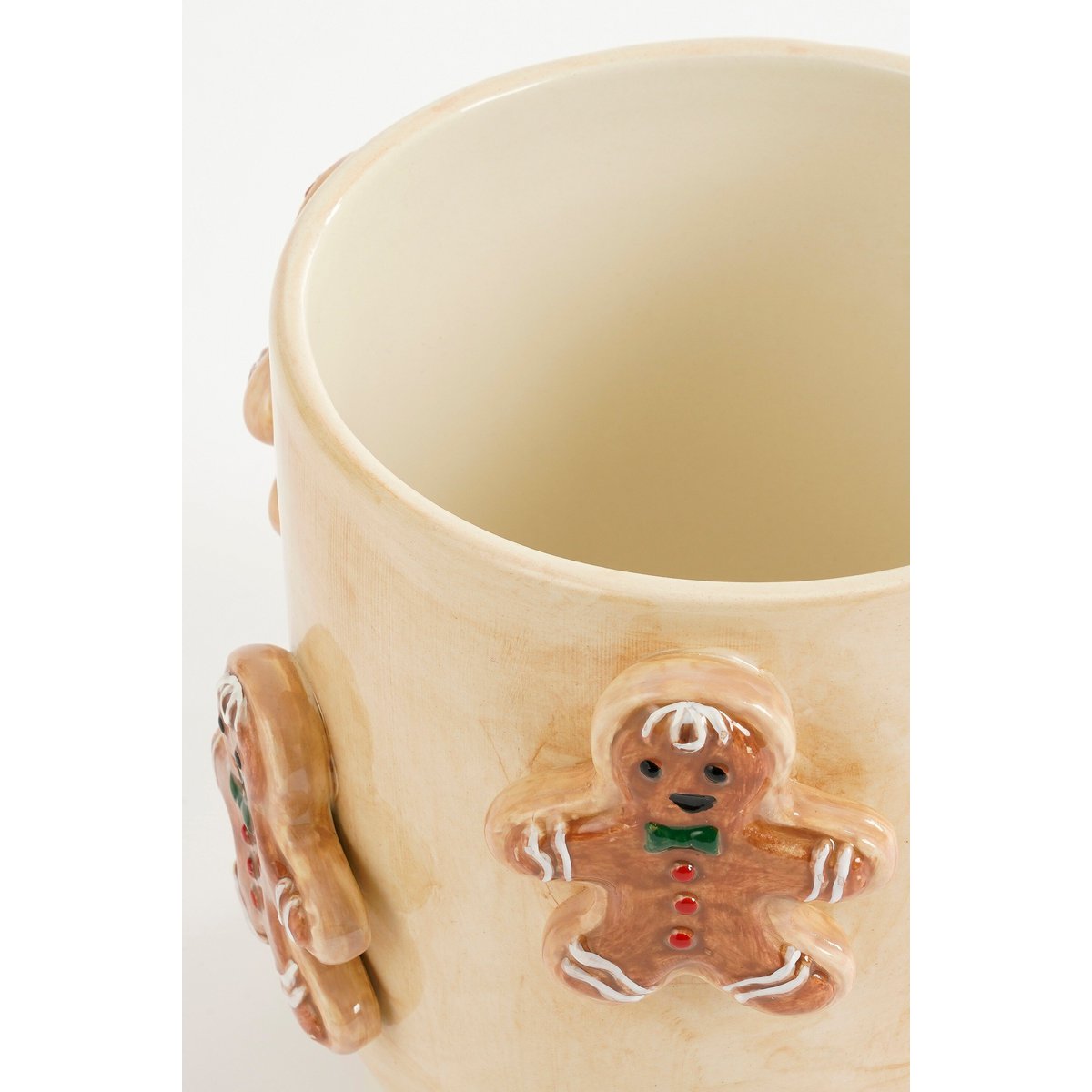 Bloempot met peperkoekdecoratie, crème, 16,5 × 15 cm, 1 stuk