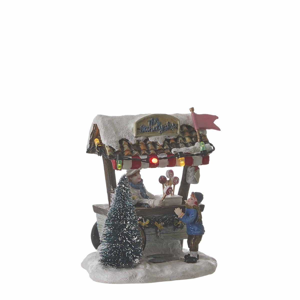 Kerstdorp snoepkraam met verlichting, 9,5 × 8 × 10 cm
