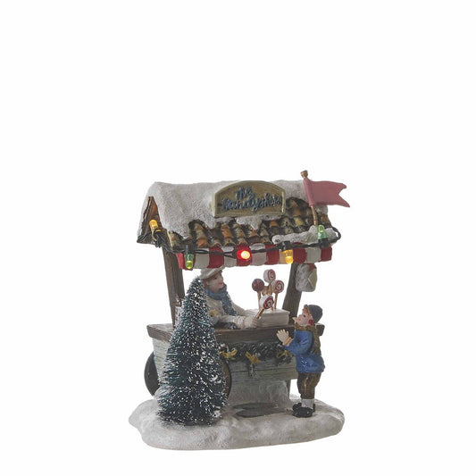 Kerstdorp snoepkraam met verlichting, 9,5 × 8 × 10 cm