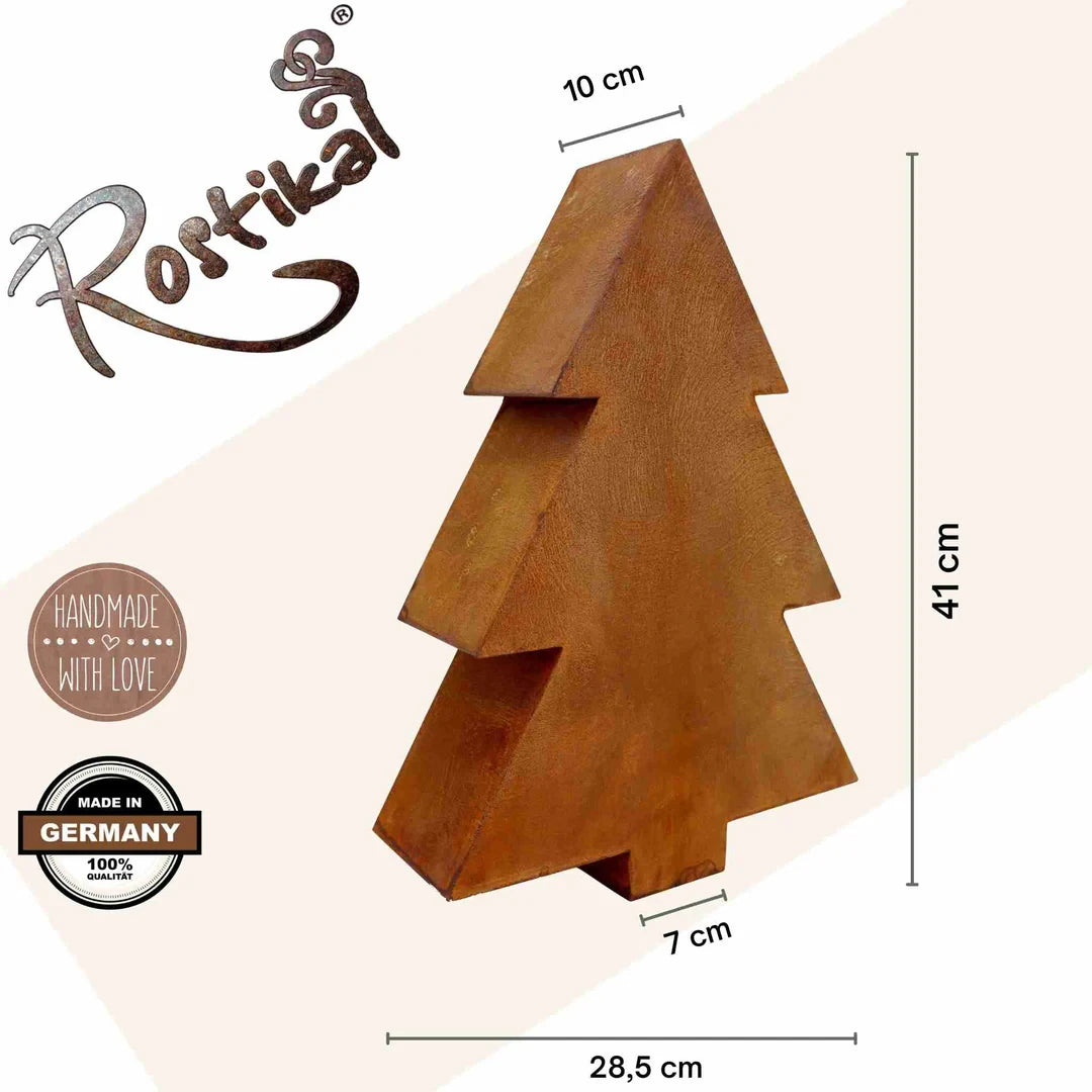 3D kerstboom van metaal met roestpatina