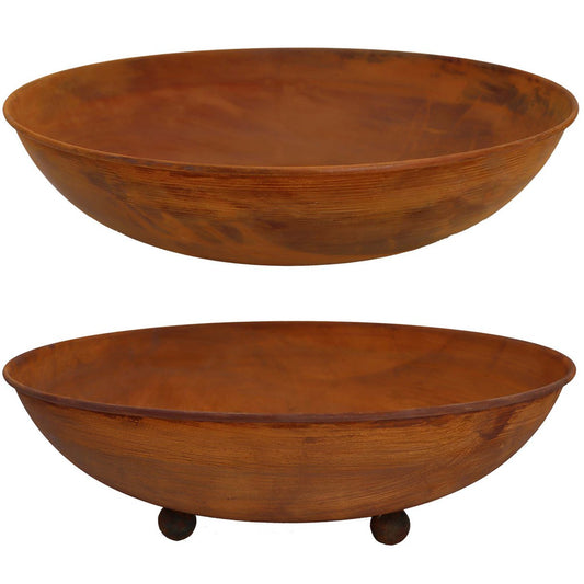 Cortenstaal plantschaal in roestoptiek – met of zonder pootjes (4 bollen)