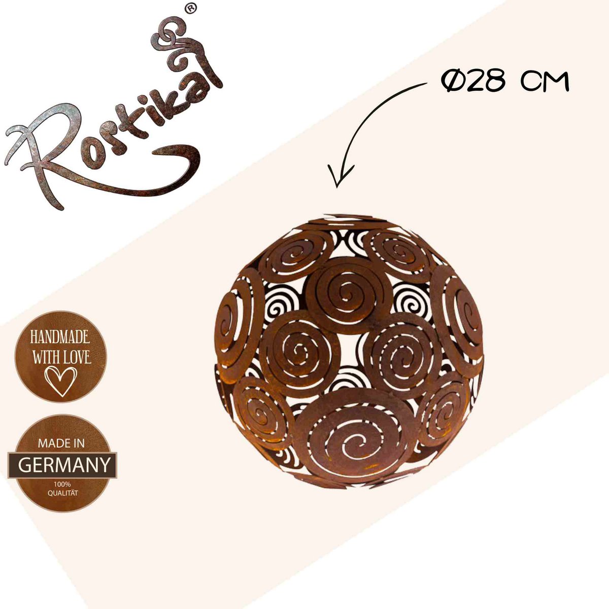 Metalen decoratiebal met roestpatina Ø28 of Ø40 cm