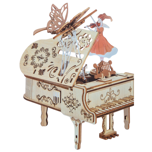 Piano 3D houten muziekdoos, 15,9 × 17,5 × 20,3 cm