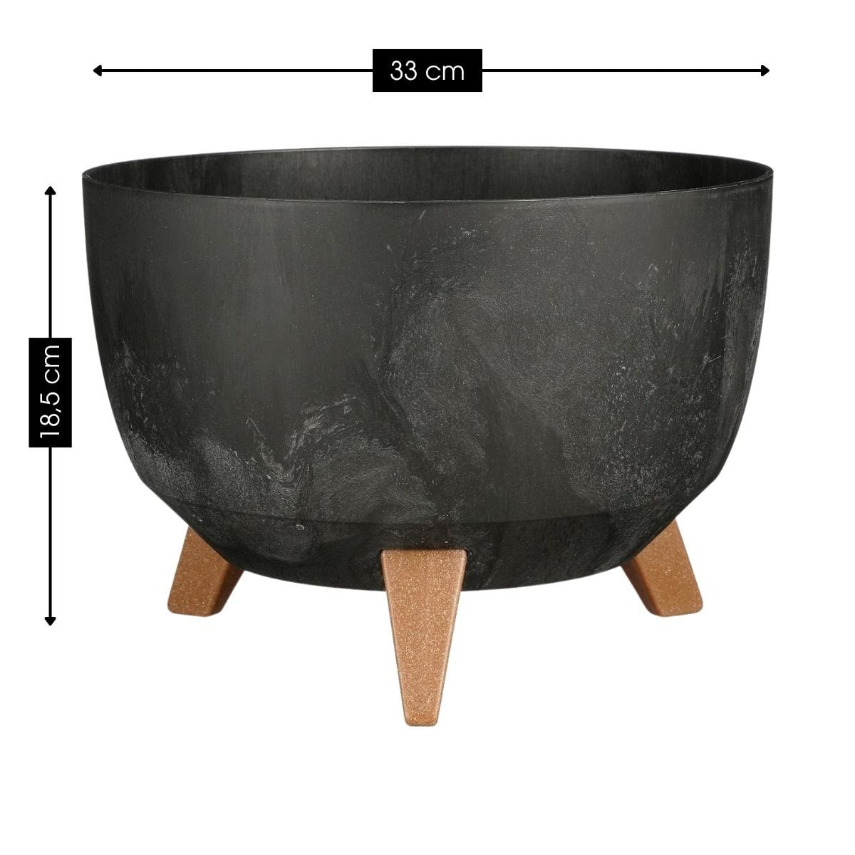 Doppio plantenbak voor buiten, zwart cementlook, Ø 33 × 18,5 cm