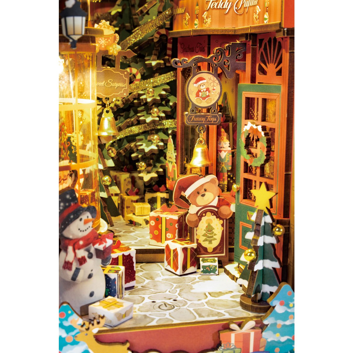 DIY book nook boekensteun Christmas street, 25,5 cm