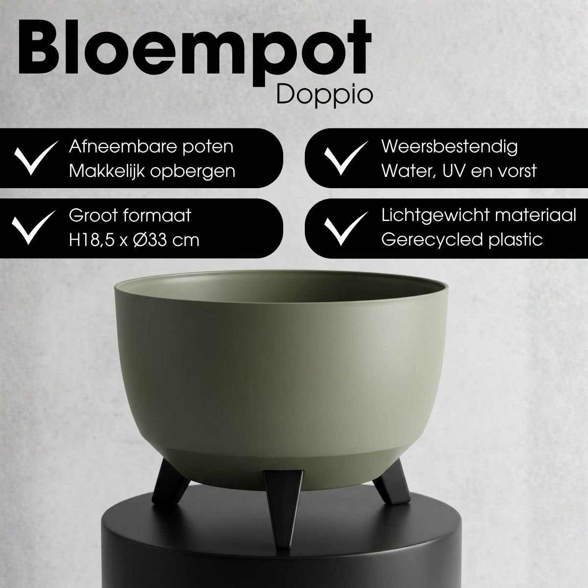 Plantenbak buiten Doppio Lichtgroen