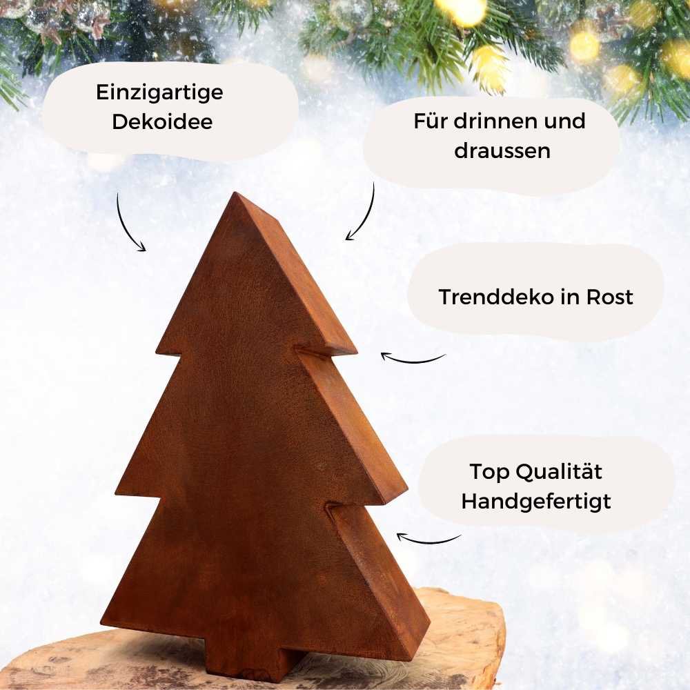 3D kerstboom van metaal met roestpatina