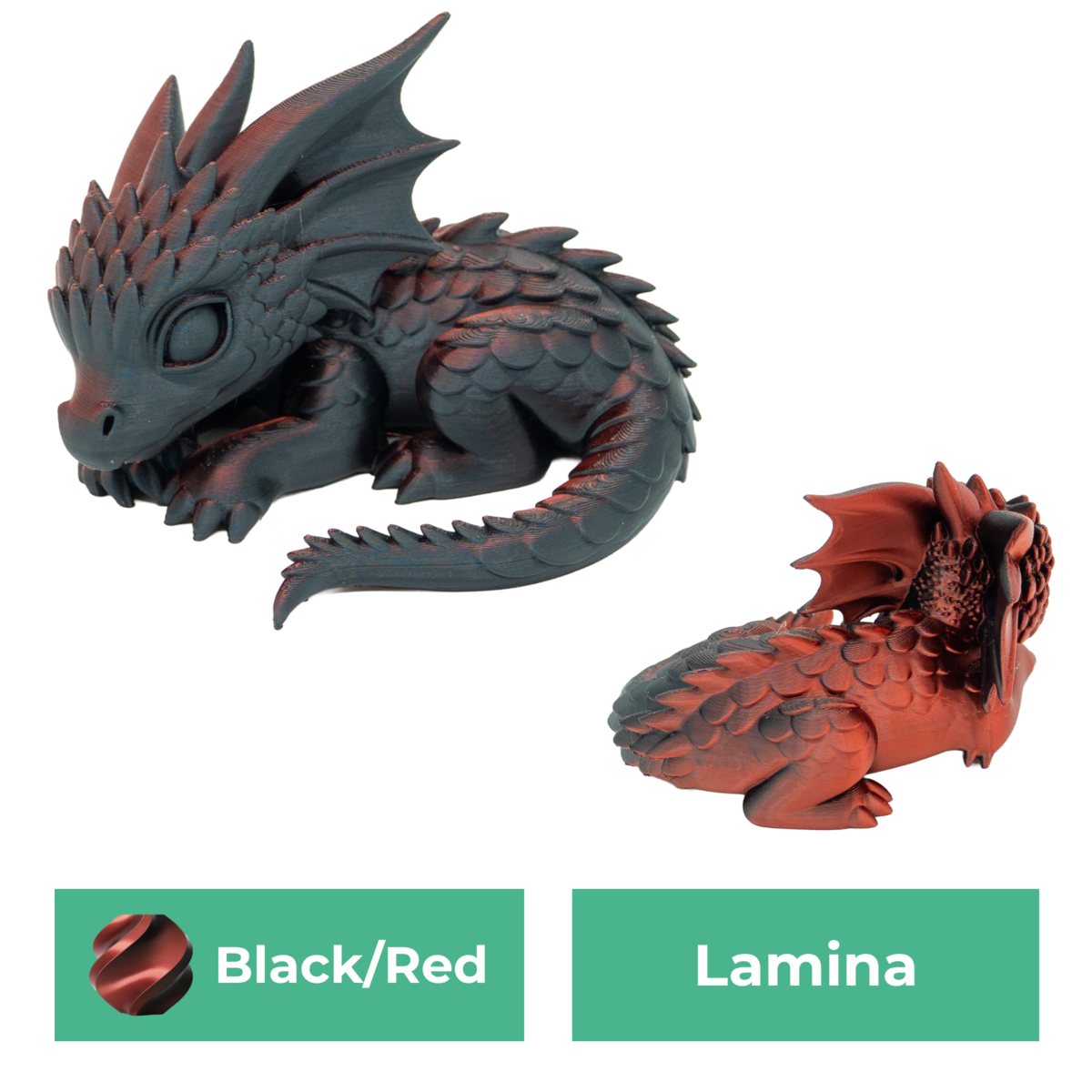 Slapend draakje, 3D-geprint, 10 of 15 cm