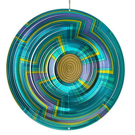 Windspinner Spin Art mandala swirl blauw RVS, 30 cm