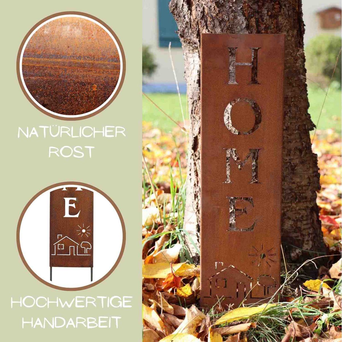 Home decoratiebord met roestpatina, op bodemplaat of stangen
