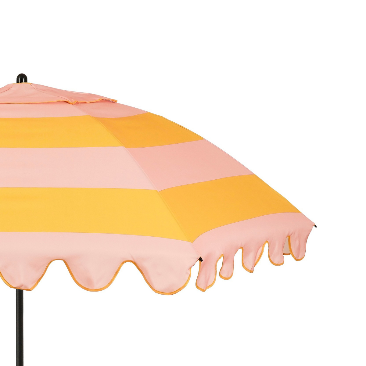 Geel-roze gestreepte parasol met ruches Ø195 cm