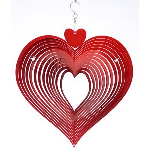 Windspinner Spin Art hart rood RVS, 15 cm