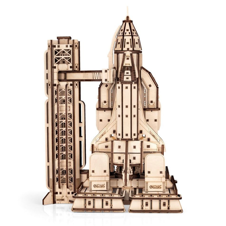 Space Shuttle mechanische houten puzzel, 33,5 × 22,3 × 17 cm