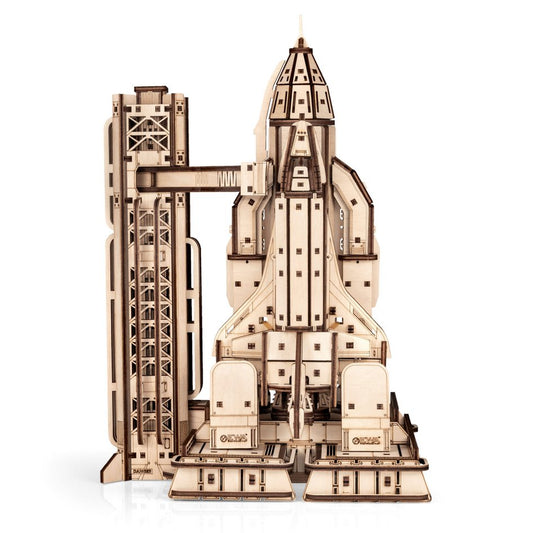 Space Shuttle mechanische houten puzzel, 33,5 × 22,3 × 17 cm