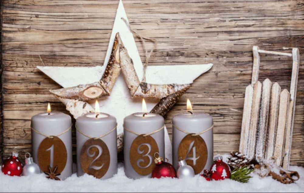 Advent decoratie cijfers 1 t/m 4, met roestpatina