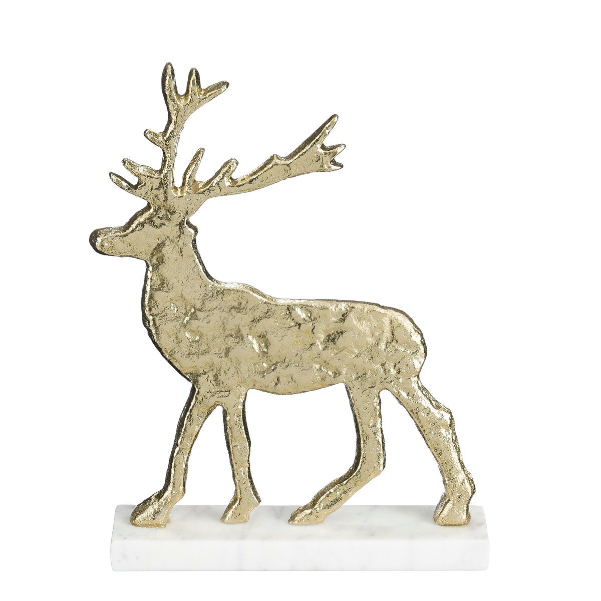 Goudkleurig rendier met marmeren voet, 20 × 5 × 27 cm