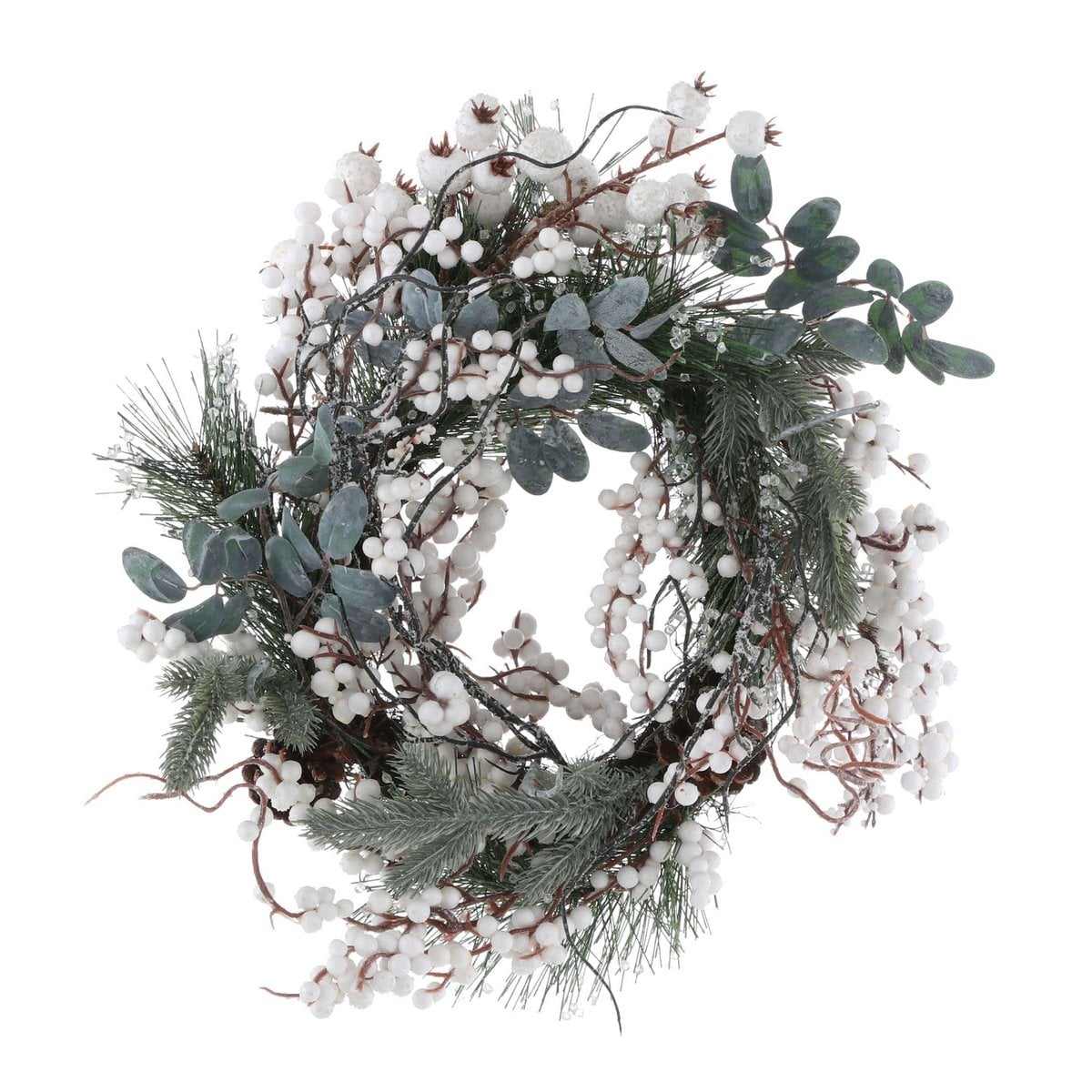 Besneeuwde kerstkrans met glitters, Ø 40 cm