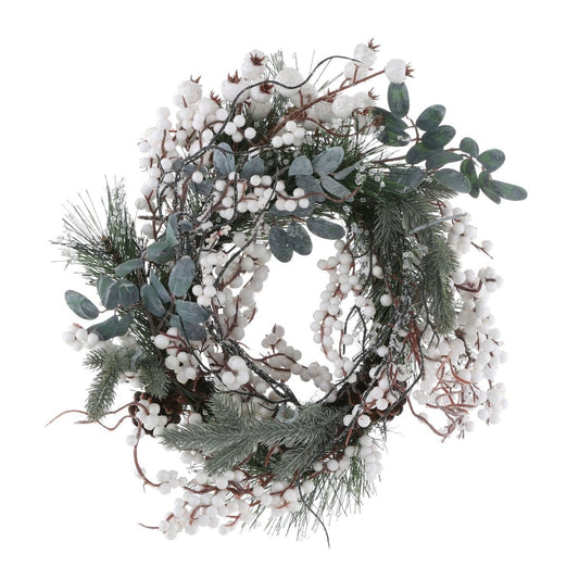 Besneeuwde kerstkrans met glitters, Ø 40 cm