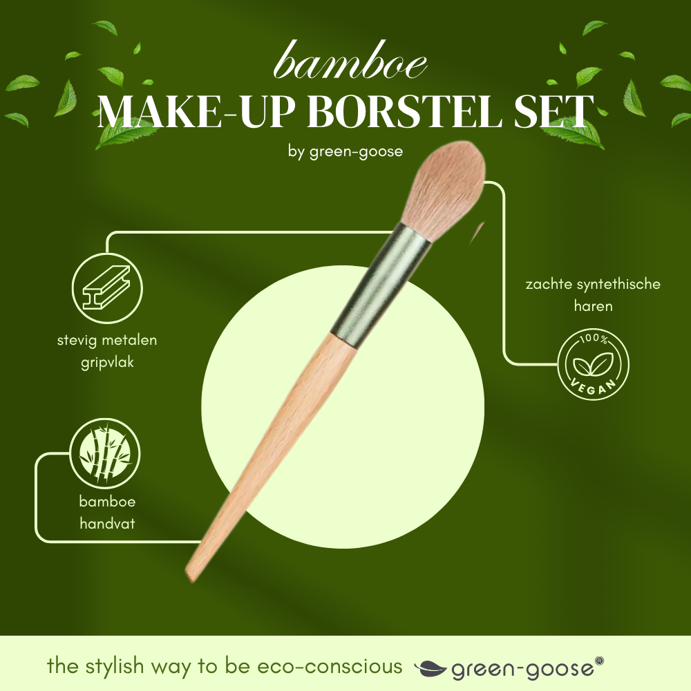 Bamboe make-up kwastenset met bewaartasje, 10 stuks