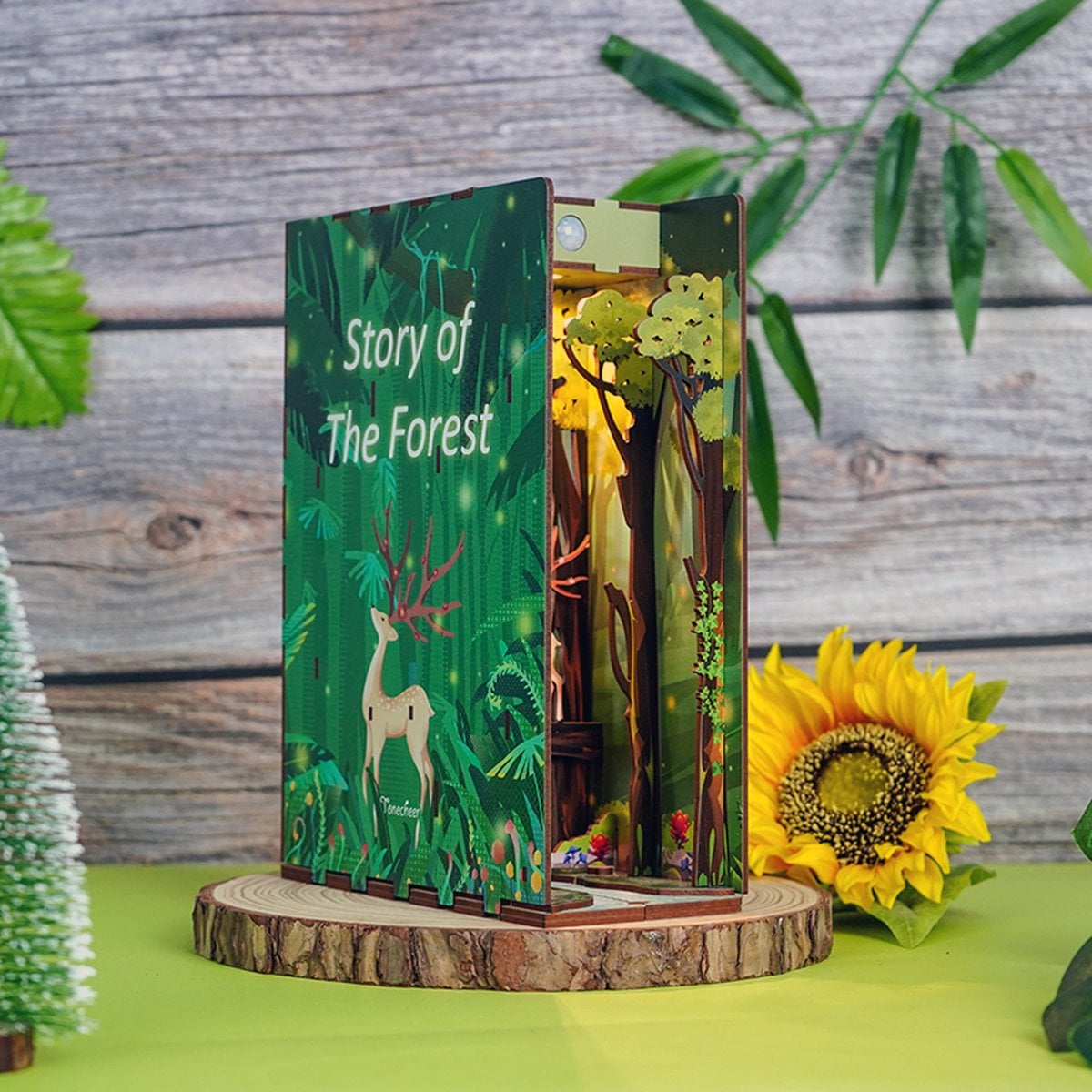 DIY book nook story of the forest bookend, 24,5 cm