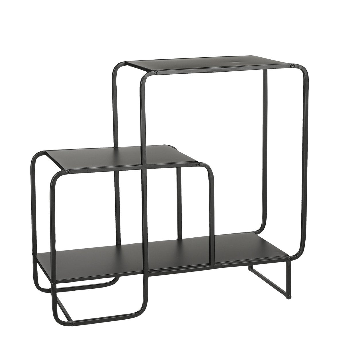 Jules, zwarte open kast met 3 niveaus, 70 x 30 x 76 cm
