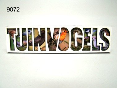 Tuinvogels lettermagneet, hout
