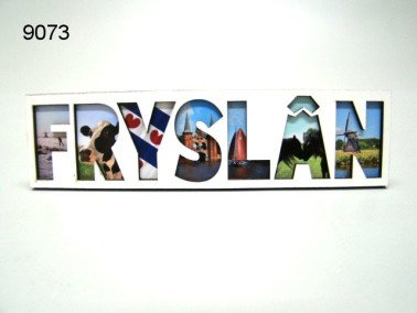 Friesland lettermagneet, hout