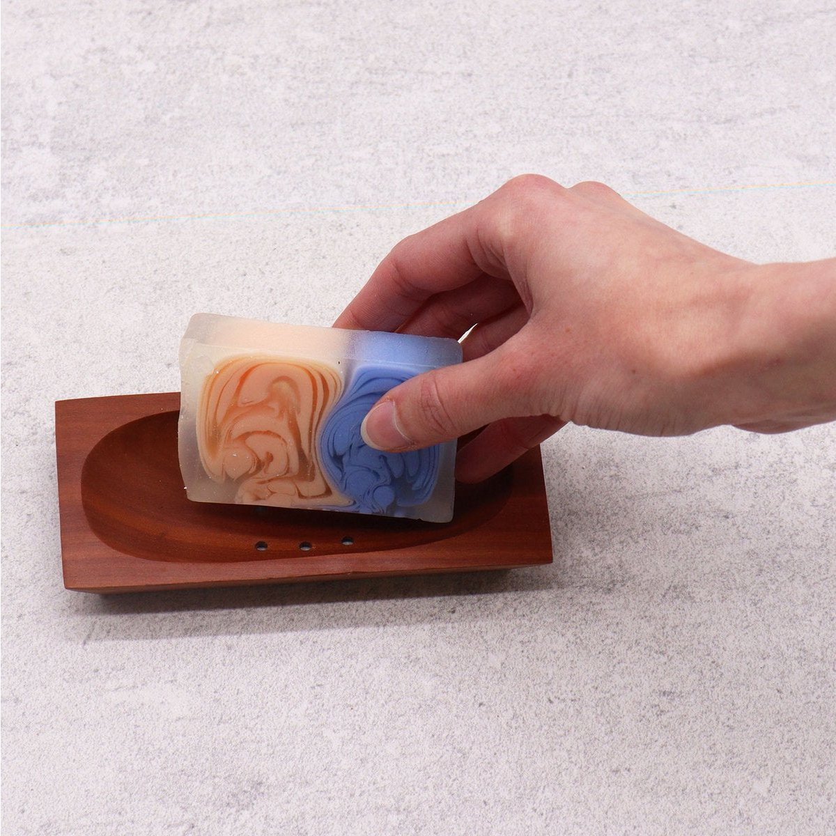 Mahoniehouten zeephouder, rechthoekig model, 14 x 8 cm