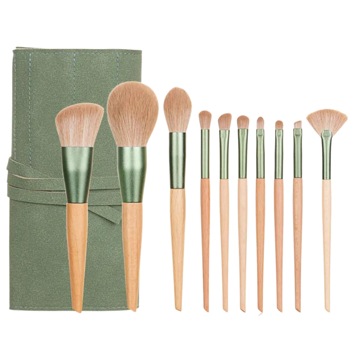 Make-up kwastenset, 10 stuks met suède opberghoes
