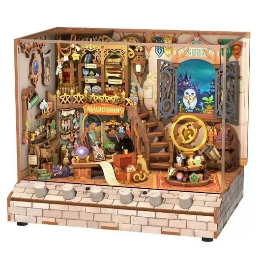 3D diy houten puzzel miniature house magic shop, 15,4 cm