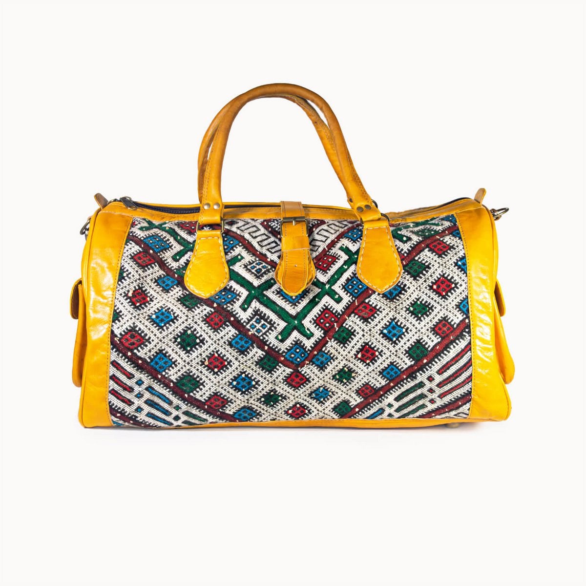 Kilim X leren reistas met authentieke kelim, 54 × 28 × 28 cm