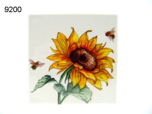 Bee-tanical bij zonnebloem onderzetter