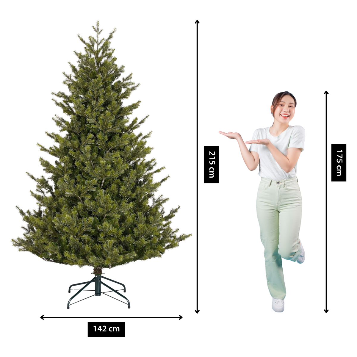 Clive kunstkerstboom, 215 cm, Ø 142 cm