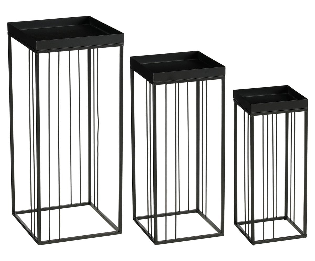 Zwarte bijzettafel set Beth hoog model - 3-delig