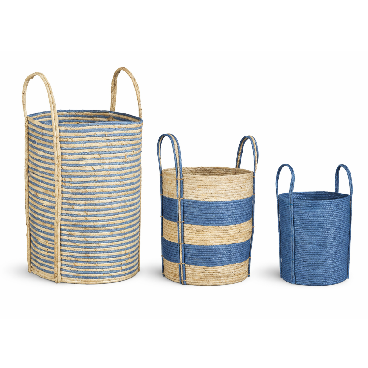Brooklyn opbergmanden, set van 3, blauw en lichtbruin