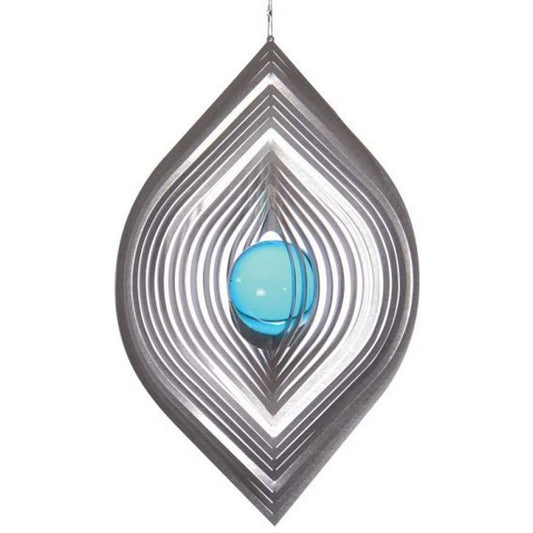 Windspinner BlinQ Art Bladvorm RVS met glaskogel 195 x 140 mm
