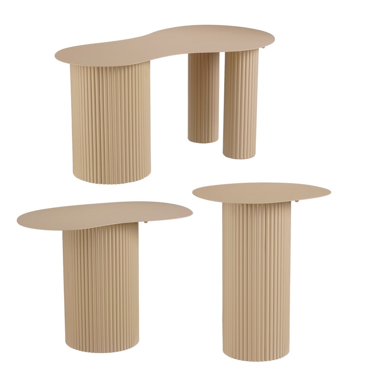 Lux bijzettafels lichtbruin, set van 3, asymmetrisch ontwerp