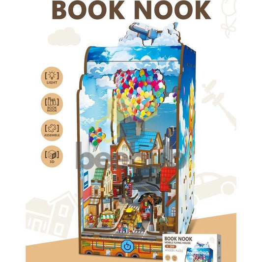 3D houten book nook Mobile Flying House, 19 x 10 x 24 cm