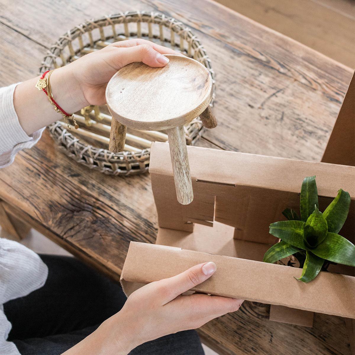Houten plantenstandaard, Ø 12 cm, 10,5 cm hoog