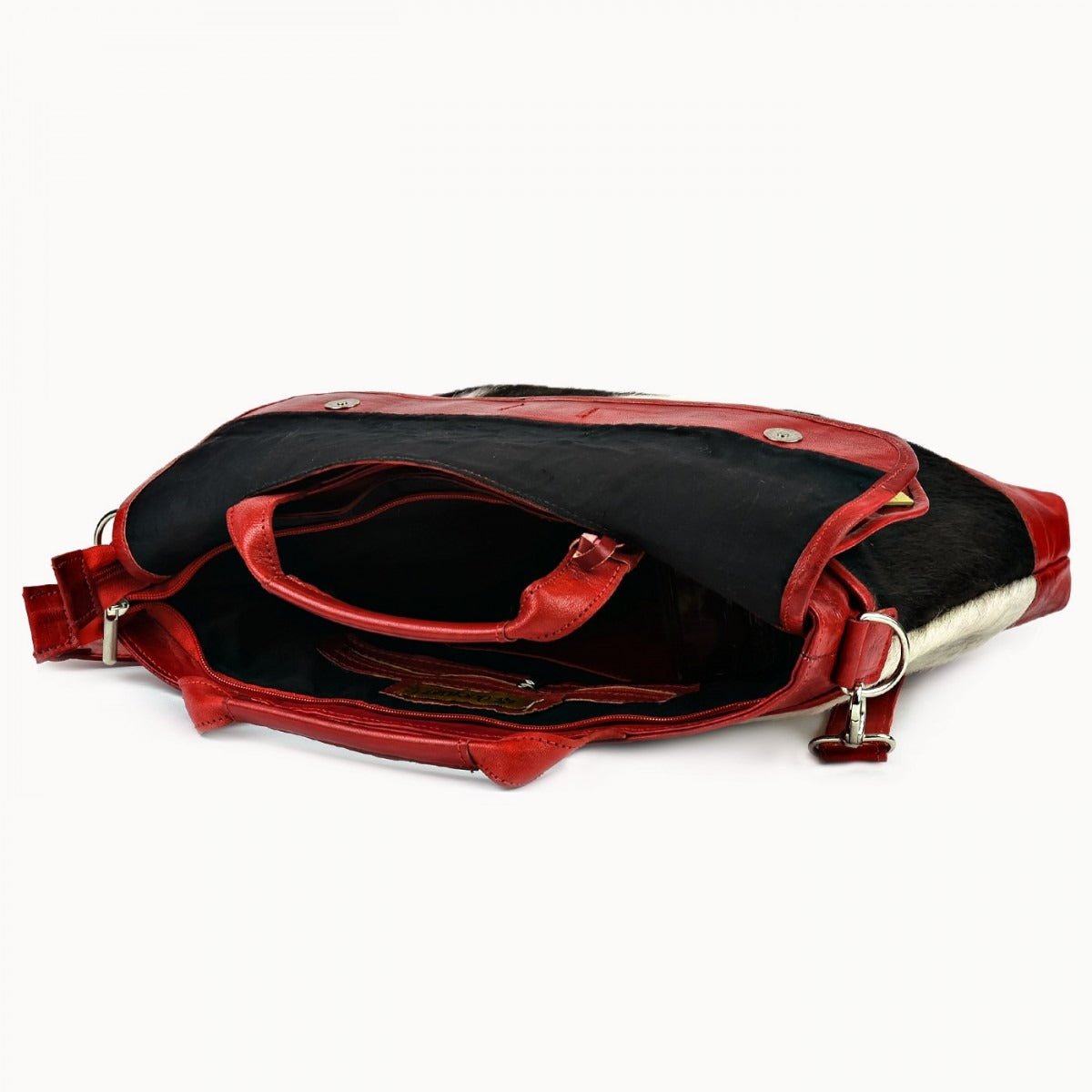 Rana leren tas met koeienvacht, 41 × 6 × 31 cm