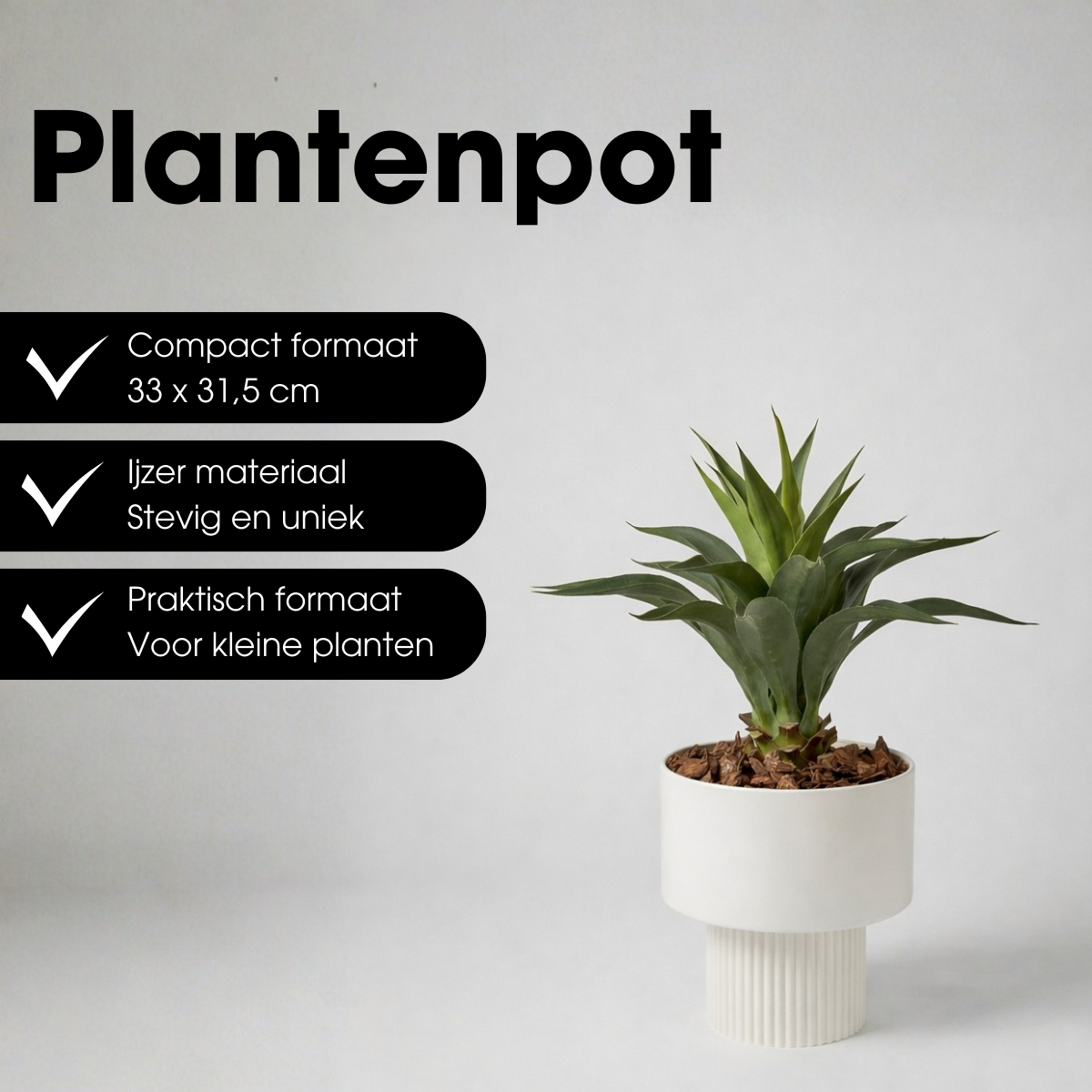Lux bloempot, ijzer, off-white, Ø 31,5 × 33 cm