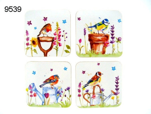 Tuinvogels onderzetters, 4 stuks