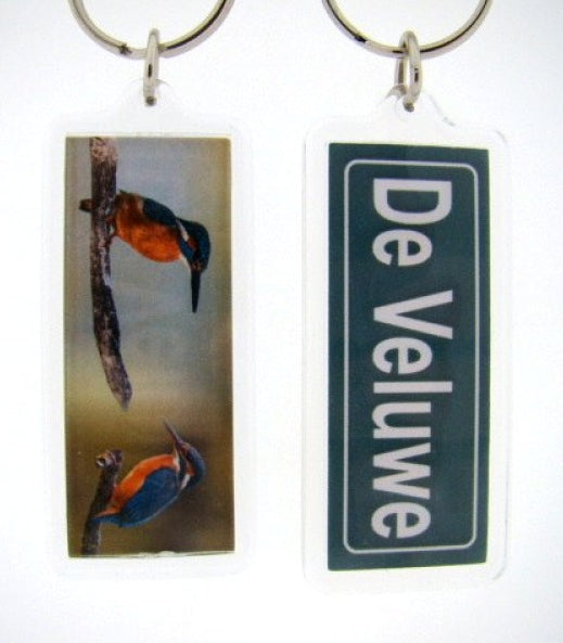 Veluwe sleutelhanger met ijsvogels, 57 x 22 mm